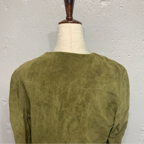 M Kalan Green Suede Leather Cardigan Jacket Large - Picture 7 of 9